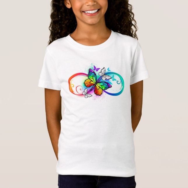 Bright infinity with rainbow butterfly t shirt (Framsida)