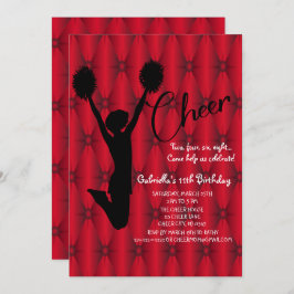 Bright Iridescent Silouhette Cheerledare Birthday Inbjudningar