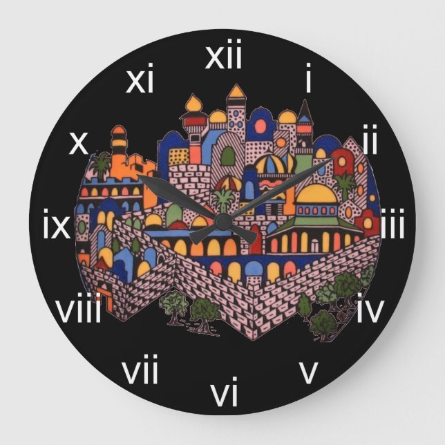 Bright Jerusalem Wall Clock Stor Klocka (Framsida)