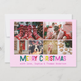 Bright & Joyful Merry Christmas 6 Custom Photo Julkort