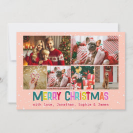 Bright & Joyful Merry Christmas 6 Photo Family Julkort