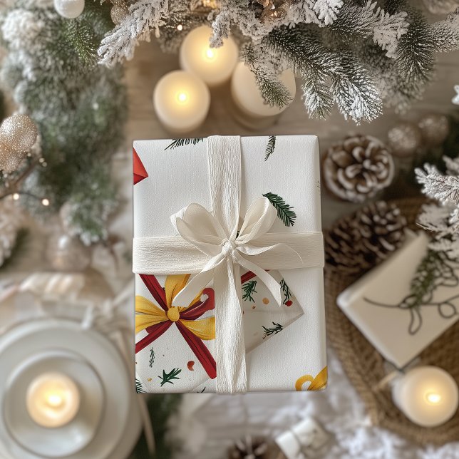 Bright jul Gift Boxes & Evergreen Lövs Presentpapper (Skapare uppladdad)