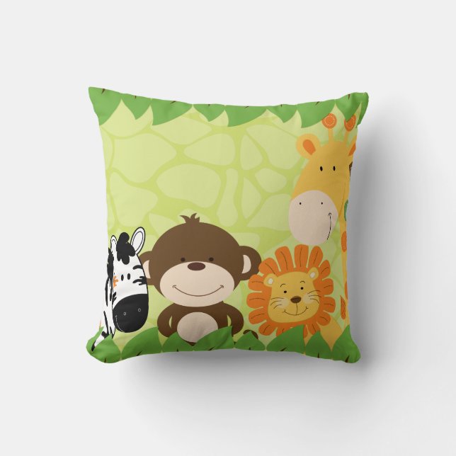 Bright Jungle Safari Pillow Kudde (Framsida)