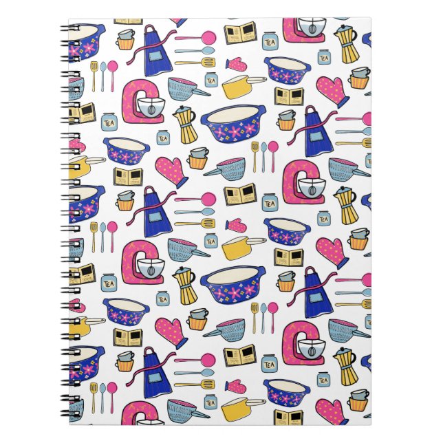 Bright Kitchen Utensils Chef Cake Baker Anteckningsbok (Framsidan)