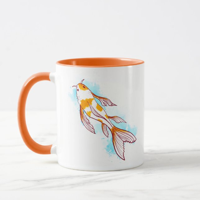 Bright Koi Fish Illustration Mugg (Vänster)