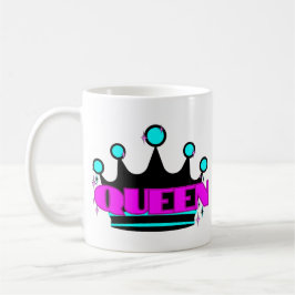 Bright Krona Graphic Rosa Bold Sparkly Queen Kaffemugg