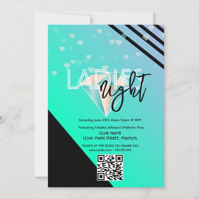 Bright Ladies Night Club Bar Flyer QR-kod Inbjudningar (Framsida)