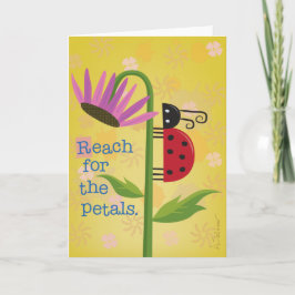 Bright Ladybug på Lila Flower Greeting Card Kort
