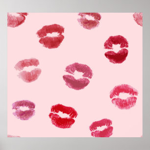 Bright Läppar Imprint Valentine Mönster Poster