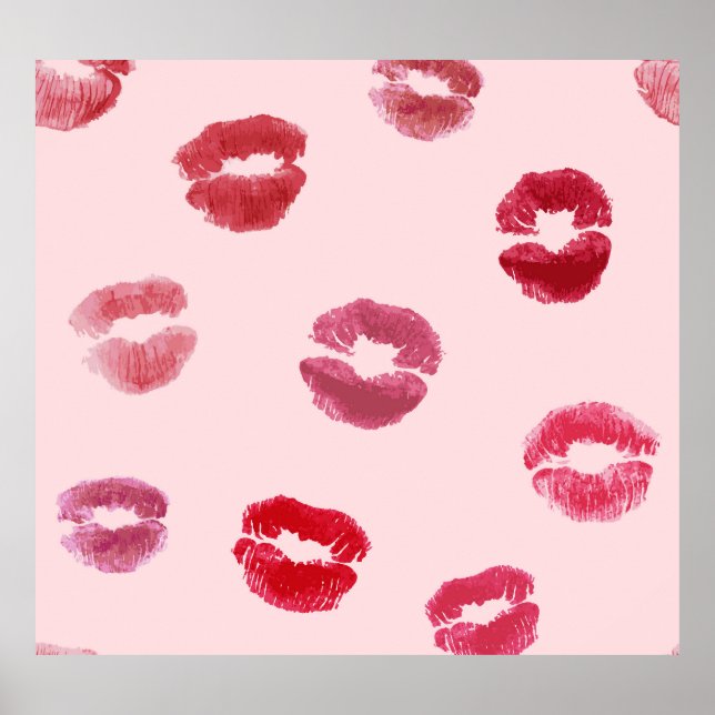 Bright Läppar Imprint Valentine Mönster Poster (Framsidan)