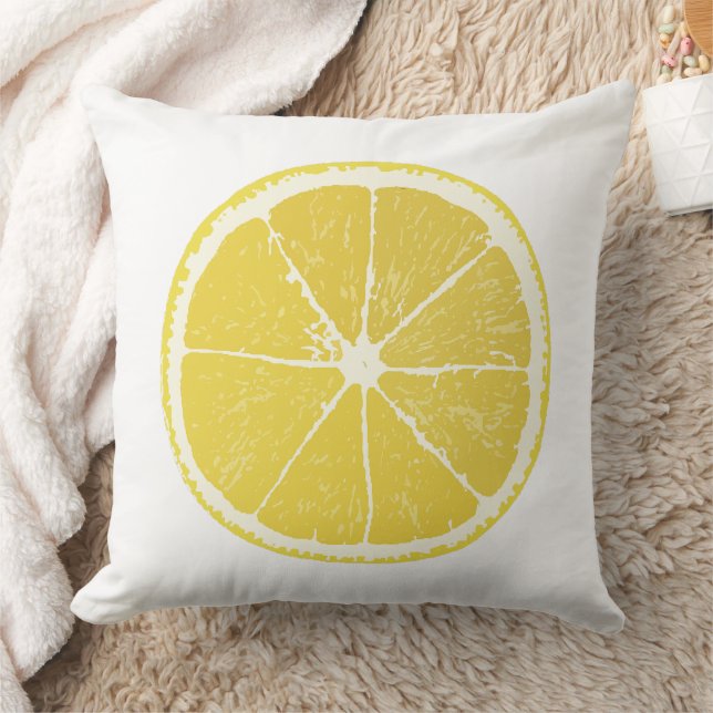 Bright Lemon Slice Decorative Throw Pillow Kudde (Filt)