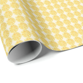 Bright Lemon Slice Repeat on White Background Presentpapper