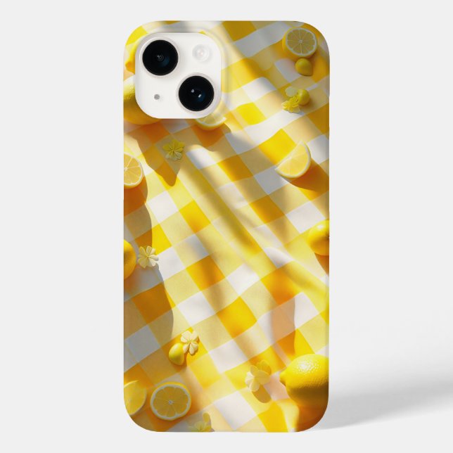 Bright Lemon Summer Picnic Phone Case Yellow Gingh (Baksida)