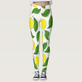 Bright Lemons Grönt Löv Mönster Leggings