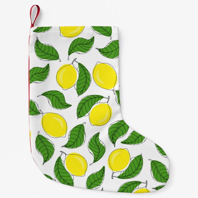Bright Lemons Grönt Löv Mönster Liten Julstrumpa (Framsidan)