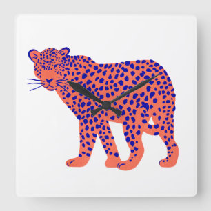 Bright Leopard Fyrkantig Klocka
