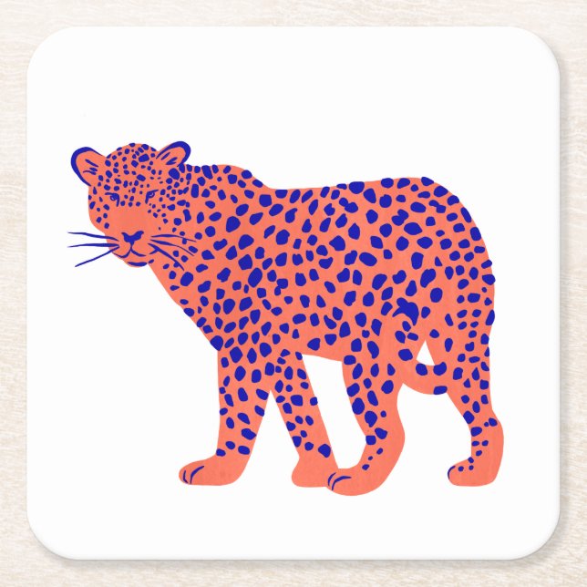 Bright Leopard Underlägg Papper Kvadrat (Framsidan)