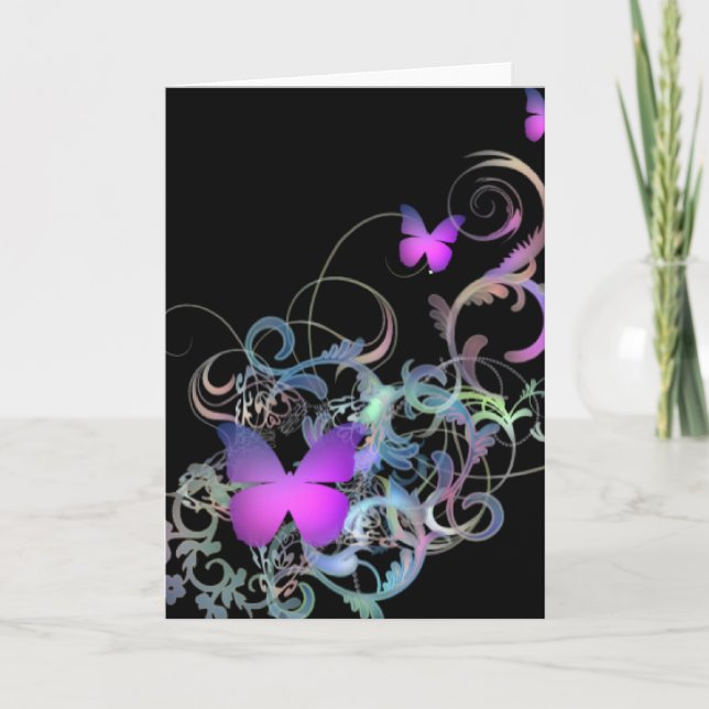 Bright Lila Butterfly Kort (Framsida)