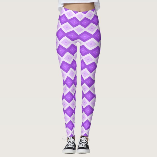 Bright lila diamant mönster leggings (Framsida)