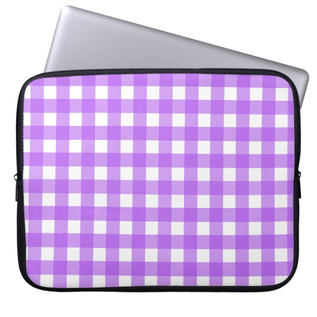 Bright lila gingham laptop fodral (Framsidan)