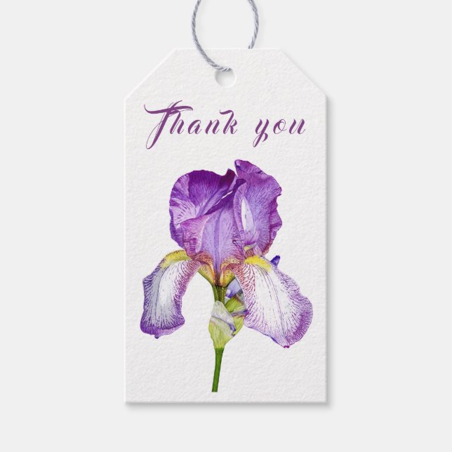 Bright Lila Iris Tack Gift Märkre Presentetikett (Framsidan)