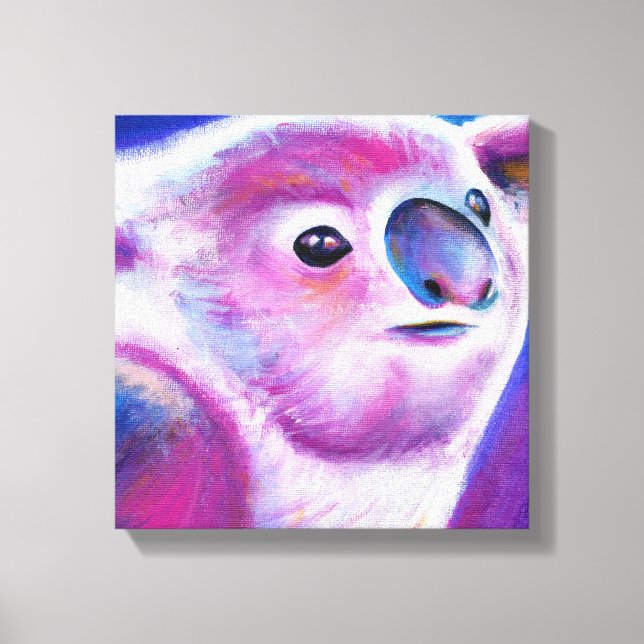 Bright lila Koala animal ansikte art Canvastryck (Framsida)