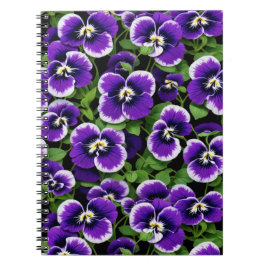 Bright Lila Pansies Anteckningsbok