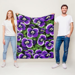Bright Lila Pansies Fleecefilt