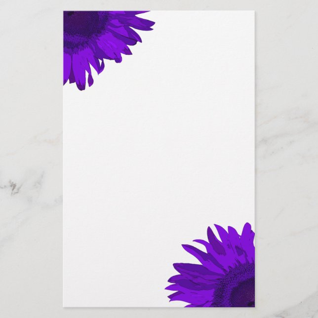 Bright Lila Pop Art Solblommor Brevpapper (Framsida)