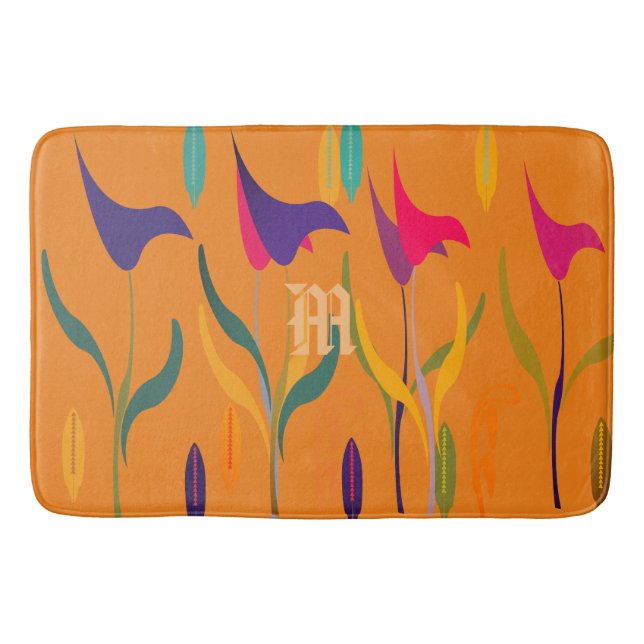 Bright Lily Watercolor Monogrammed Badrumsmatta (Framsidan)