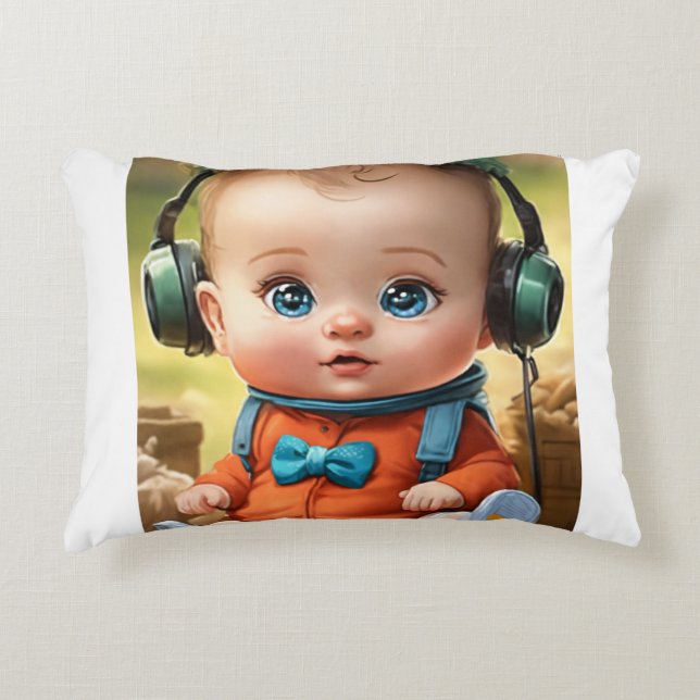 Bright Little Brain - Smart Baby Ansikte Prydnadskudde (Framsidan)
