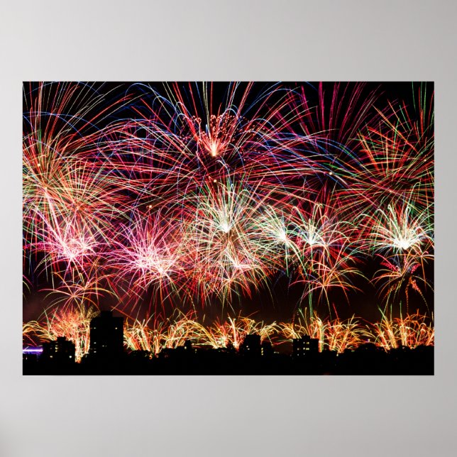 Bright Ljus, Big City Fireworks-utskrift Poster (Framsidan)