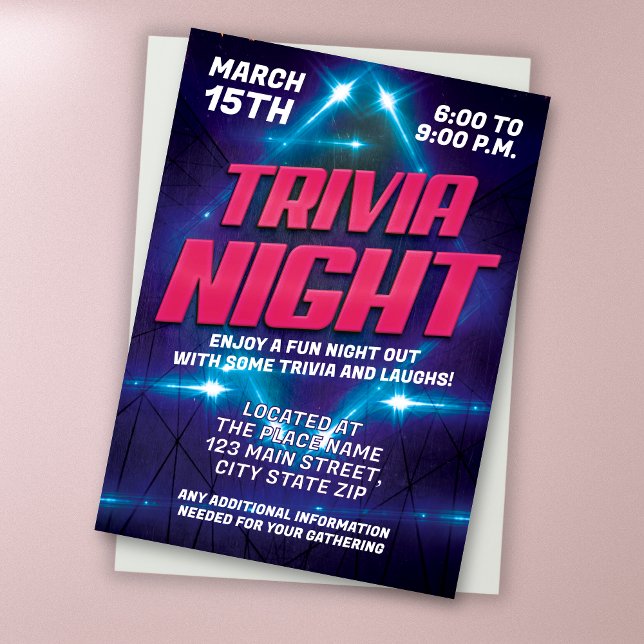 Bright Ljus Lila och Blue Trivia Night Inbjudningar (Skapare uppladdad)