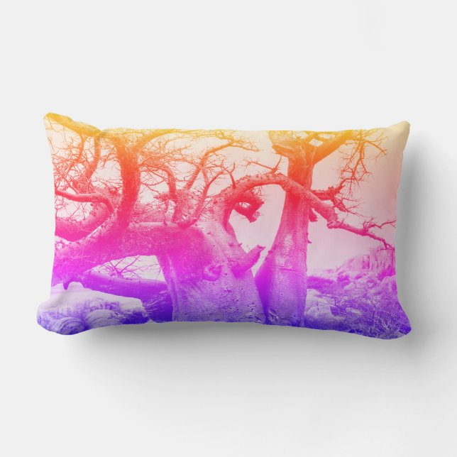 Bright Lycklig Färg Baobab Träd Pillow Cushion Lumbarkudde (Framsida)
