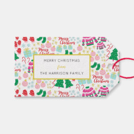 Bright Lycklig jul Mönster Presentetikett