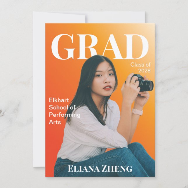 Bright Magazine Stil Examenhäfte Inbjudningar (Framsida)