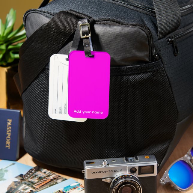 Bright Magenta Solid Färg Bagagebricka (Framsida & Baksida)