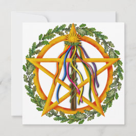 Bright Maypole Beltane Sol Pentacle Julkort