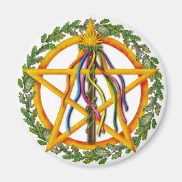 Bright Maypole Beltane Sol Pentacle Pagan Helgdag Magnet