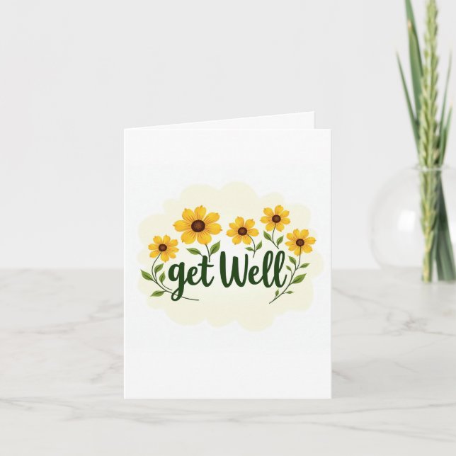 Bright Meadow Gula blommor Get-brunn Card Kort (Framsida)