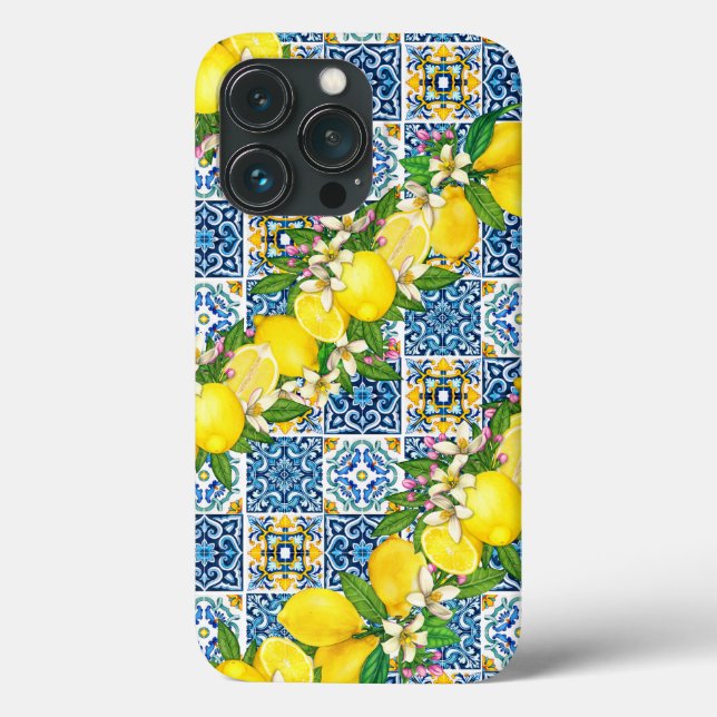 Bright Mediterranean Sicilian Tiles Citrus Lemons (Baksida)