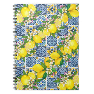 Bright Mediterranean Sicilian Tiles Citrus Lemons Anteckningsbok