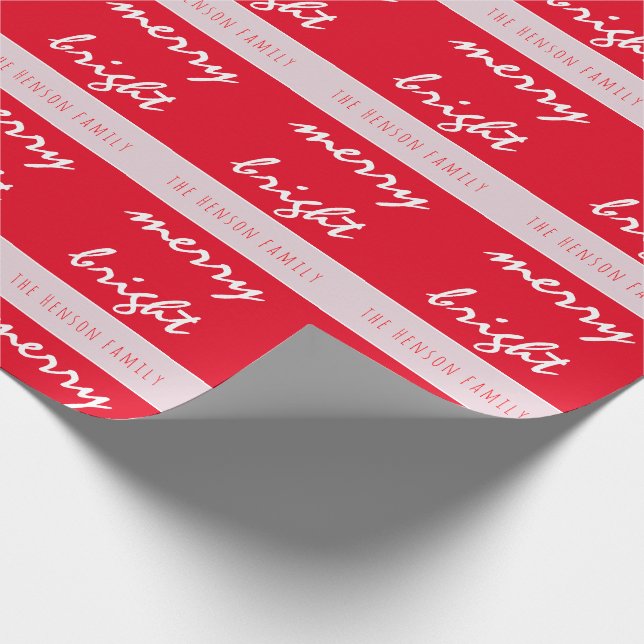 Bright Merry Script Red jul Family Namn Presentpapper (Hörn)