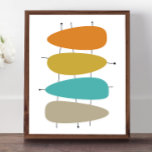 Bright Mid Century Teardrops och Linjer Poster<br><div class="desc">I mitt århundrade poster vi 4 droppformar på svart linjer,  i turkos,  orange,  tan och guld. Om du tittar för ett stil att liva upp dina murar - så är det!</div>