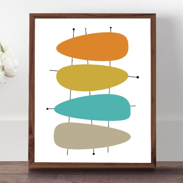 Bright Mid Century Teardrops och Linjer Poster (Skapare uppladdad)