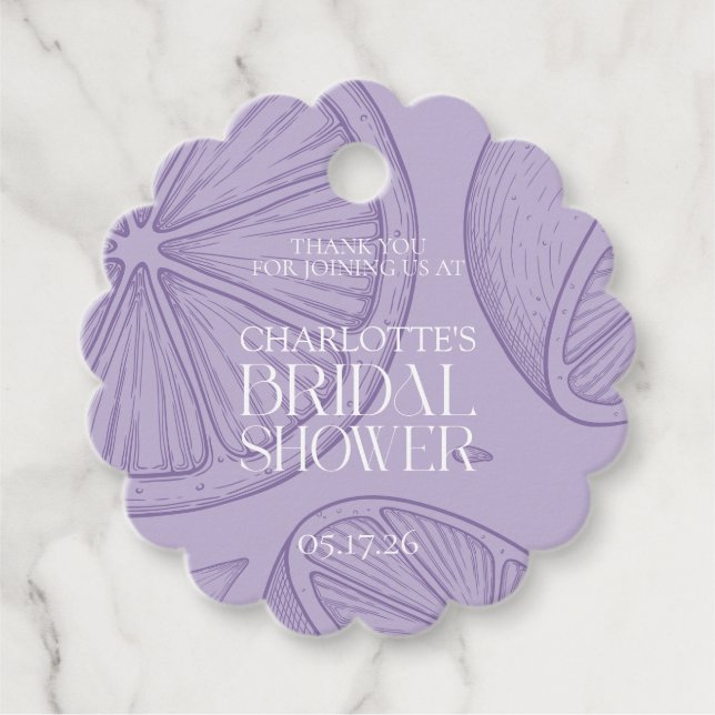 Bright Minimalist Citrus Bridal Shower Gåvor Etiketter (Framsida)