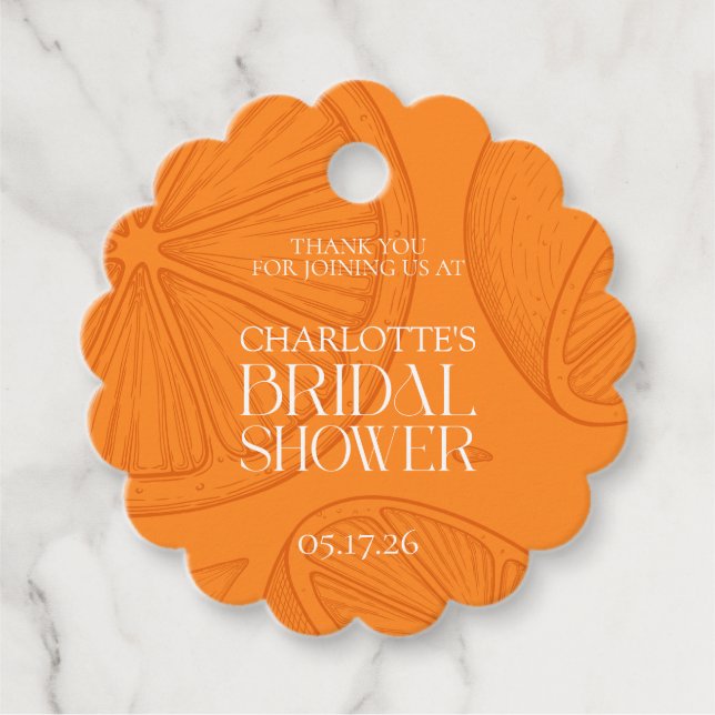 Bright Minimalist Citrus Bridal Shower Gåvor Etiketter (Framsida)
