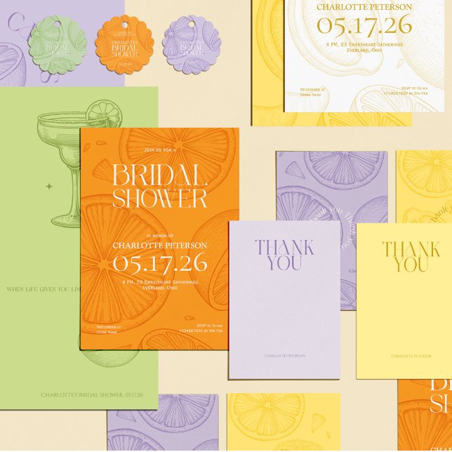 Bright Minimalist Citrus Bridal Shower invite Inbjudningar (Skapare uppladdad)