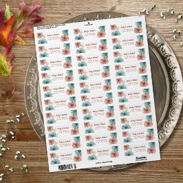 Bright Modern Abstrakt Mörk Teal, Copper, Bisque Returadress Etikett