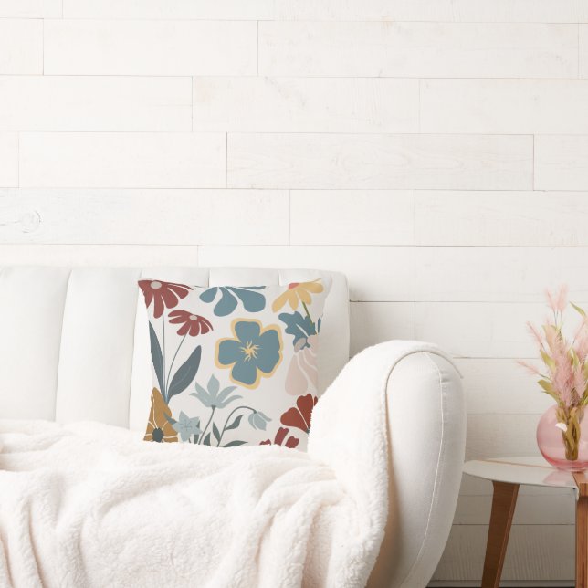 Bright Modern Blommigt Dekorativ kudde (Soffa)